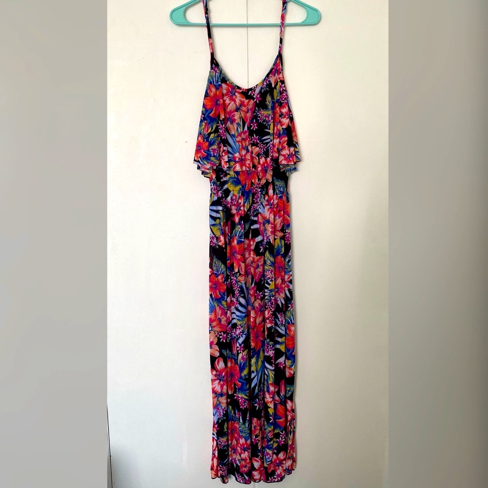 Floral Floor Length Spaghetti Strap Dress